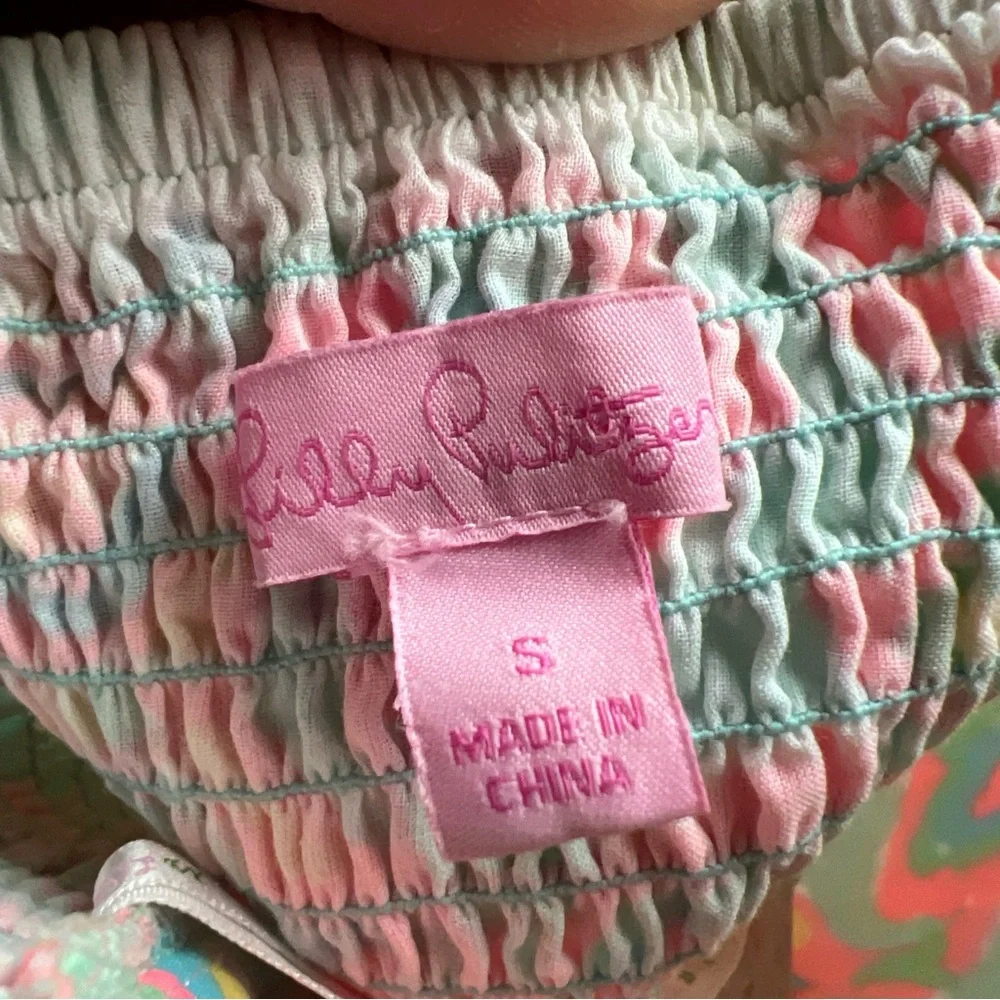 Lilly Pulitzer Chandie Strapless Dress Womens Small Make A Splash Sand Bar - Picture 10 of 14